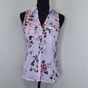 Express Pink Floral Sleeveless Blouse